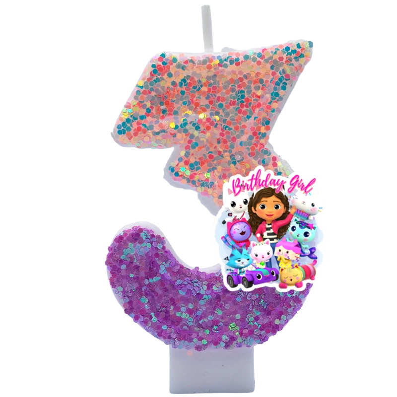 Niedliche Gabbys Dollhouse Nummer 0-9 Anime 3D-Kerze Kindergeburtstag Party Geburtstagstortenkerzen Babyparty Geschenke