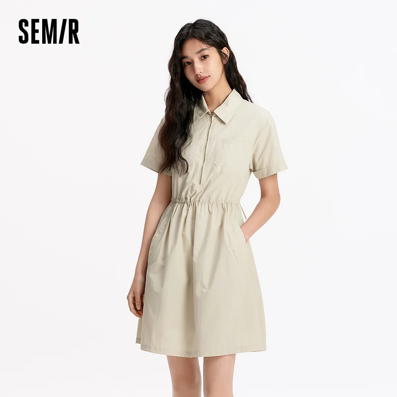 

Semir Women Polo Neck Waist-Cinched Dress 2025 Summer Ice Cool Sun Protection Short Skirt Outdoor Casual