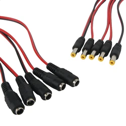 5pcs 10pcs 5.5x2.1 mm Male Female Plug 12V DC Power Pigtail Cable Jack for CCTV Camera Connector Tail Extension 24V DC Wire
