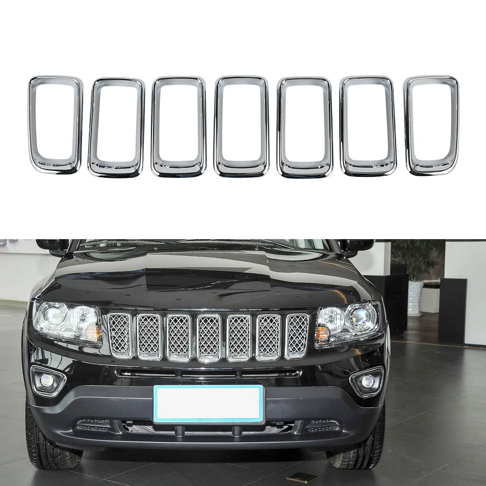 

ABS Front Grille Insert Grill Frame Cover Trim Set for Jeep Compass 2011-2016