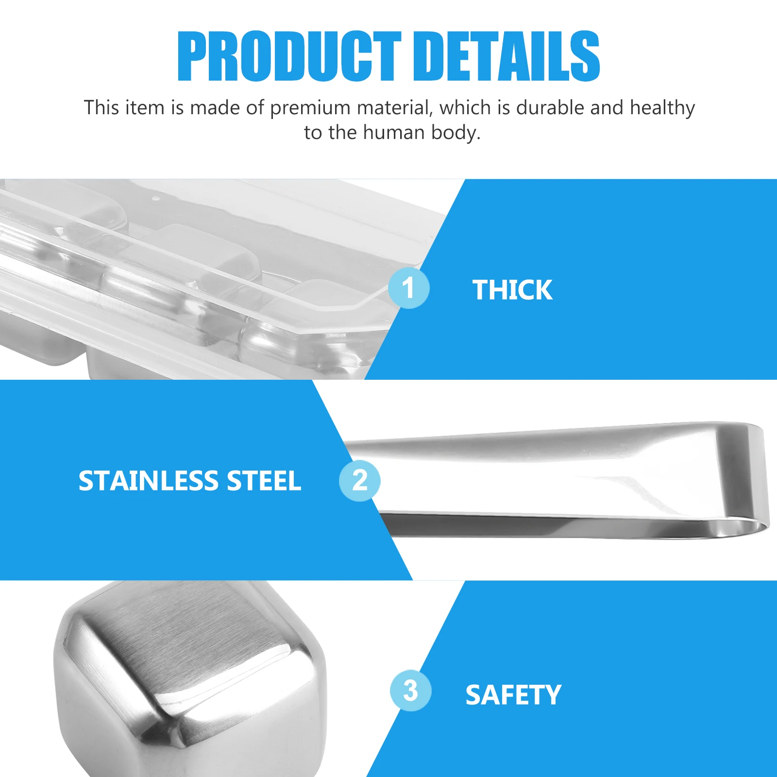 

1 set Silver Stainless Steel Reusable for Beverage Cooling Whiskey Cubes Bar Metal Blocks
