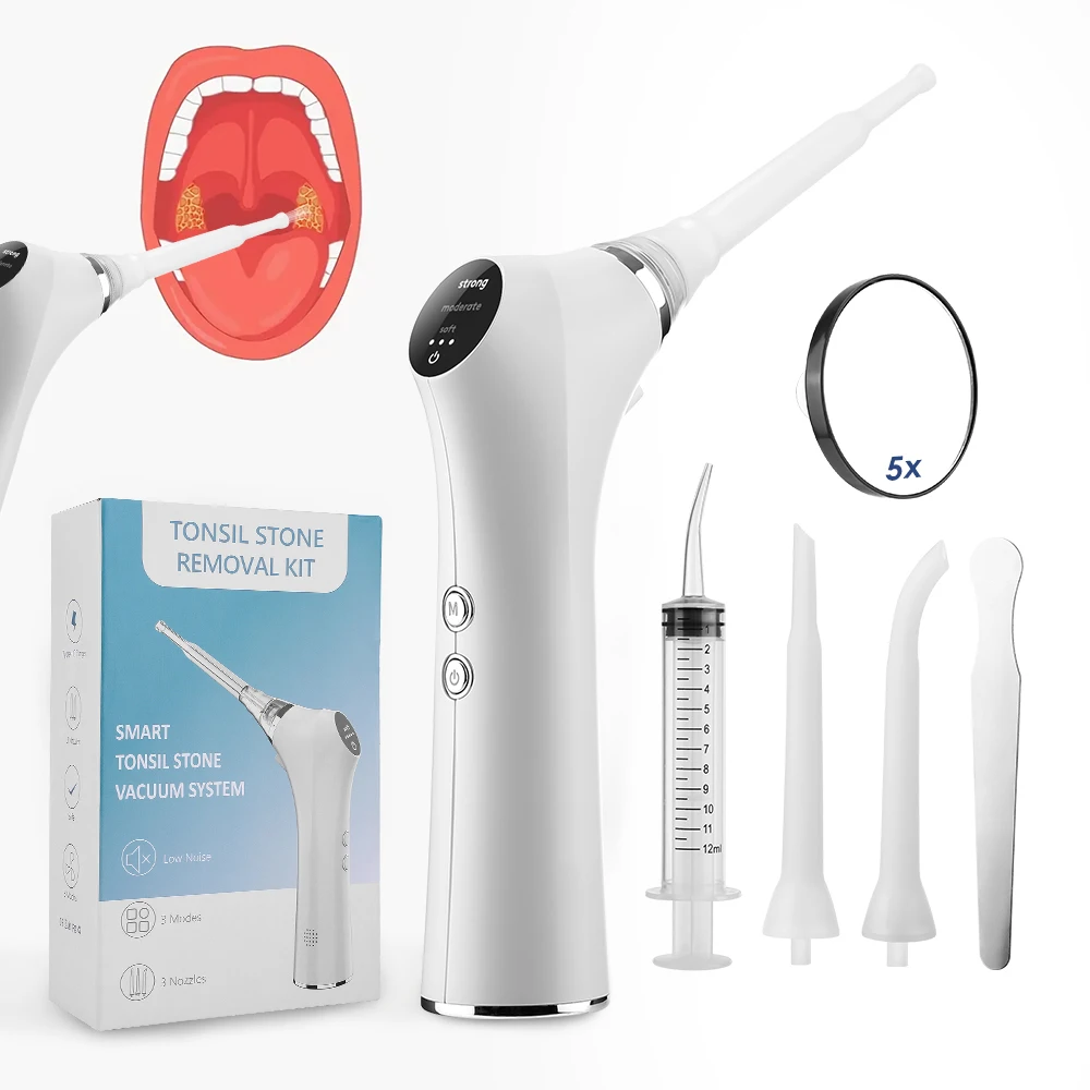 Electric Tonsil Stone Remover Vacuum Tonsil Stone Removal Kit With Irrigation Syringe Fight Bad Breath Oral Irrigator Oral Fresh