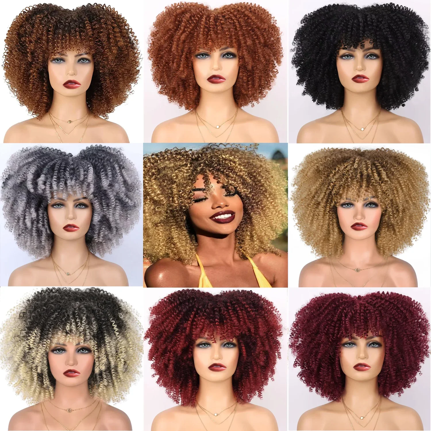 Short Curly Afro Wi… - image