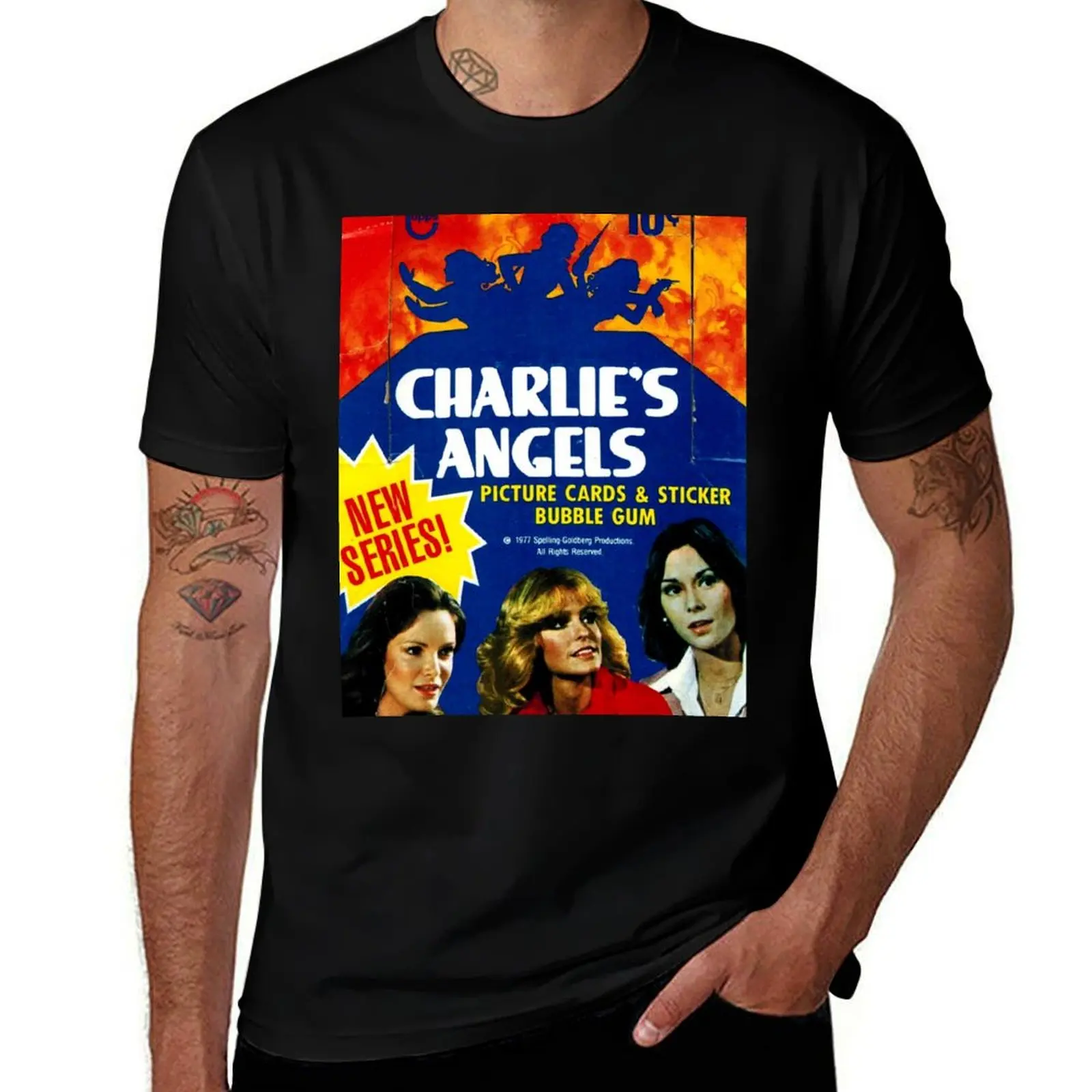 Vintage Charlie's Angels Topps Trading Cards Box T-Shirt Fashion Casual Short Sleeve T-Shirt