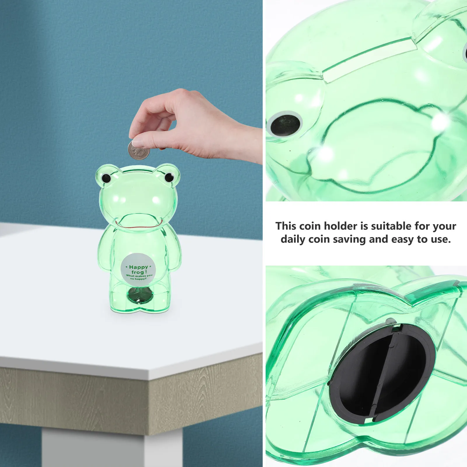 Premium Transparent Frog Money Saving Box for Kids Creative Coin Storage Desktop Organizer Helps Develop Saving Habits Strong