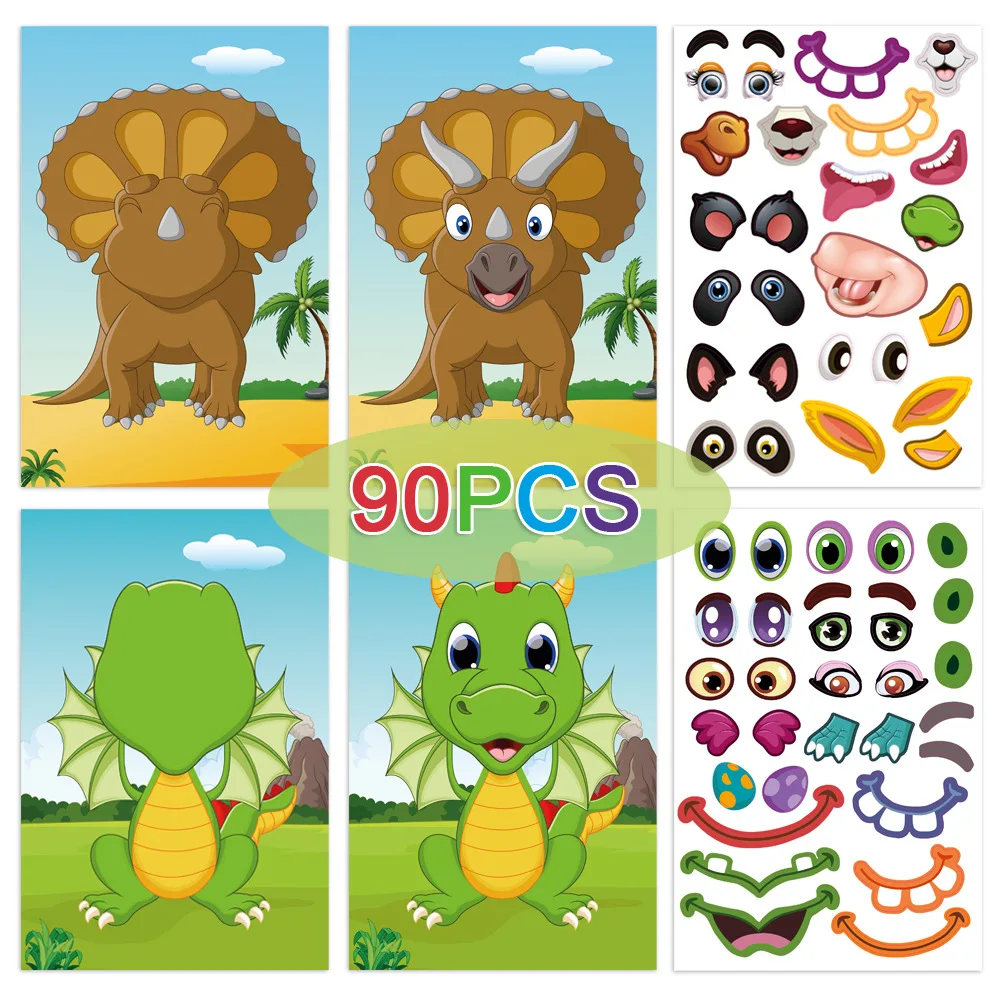 Fun Diy Sticker Dress-up Game Cartoon Animal Face Change Sticker Book Color Cognitive Puzzle Toy Baby Early Education Gift image 4