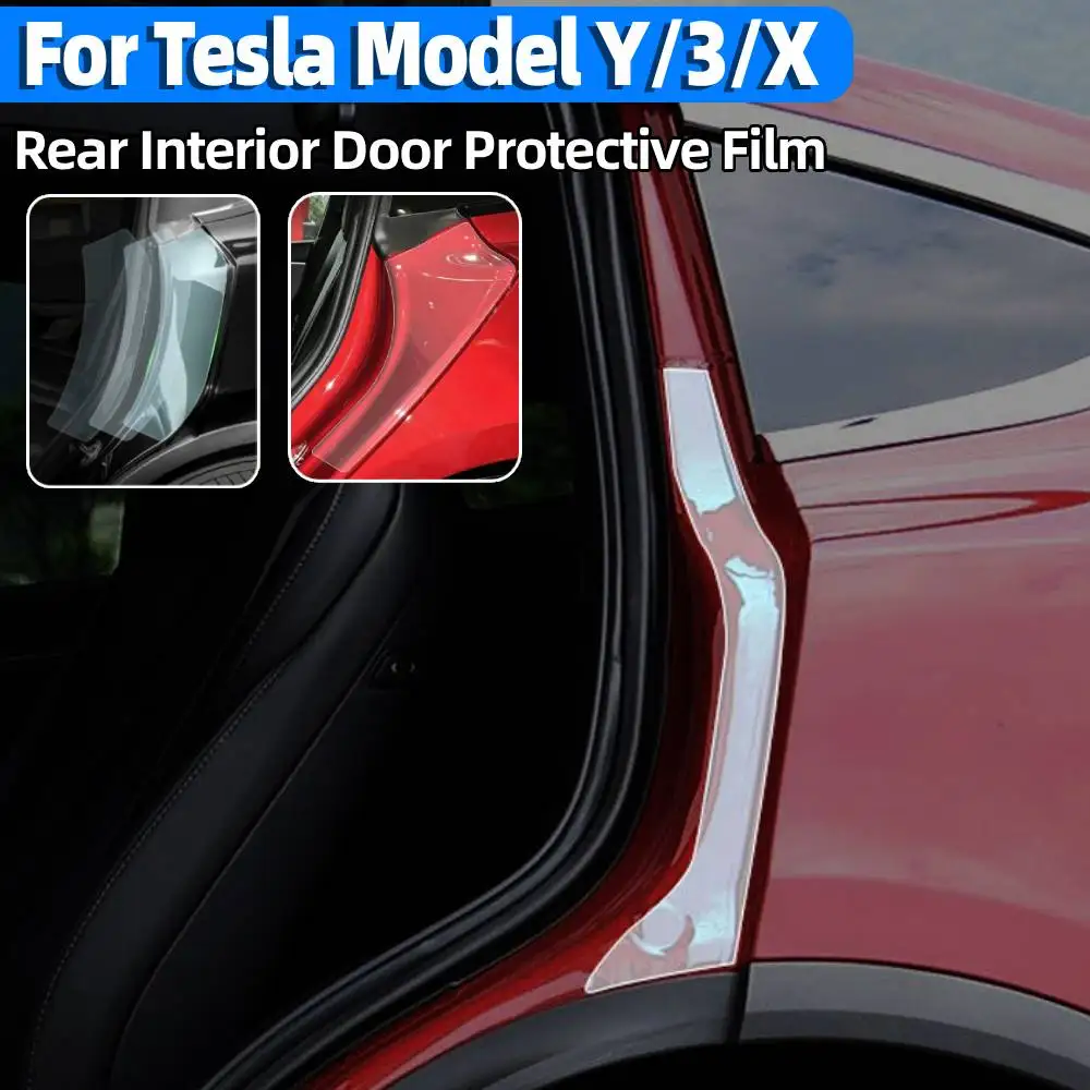 Car Rear Interior Door Protective Film Anti-Scratch Resistant Body Sticker Auto Interior Cover Accessories for Tesla Model 3/Y/X