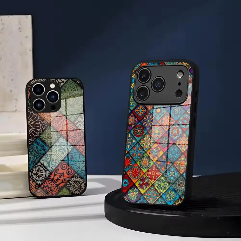 African Wax Print  Phone Case Tempered Glass For IPhone 17 Air 16 15 Pro Max 14 13 12 Plus Samsung S26 S25 Ultra phone case