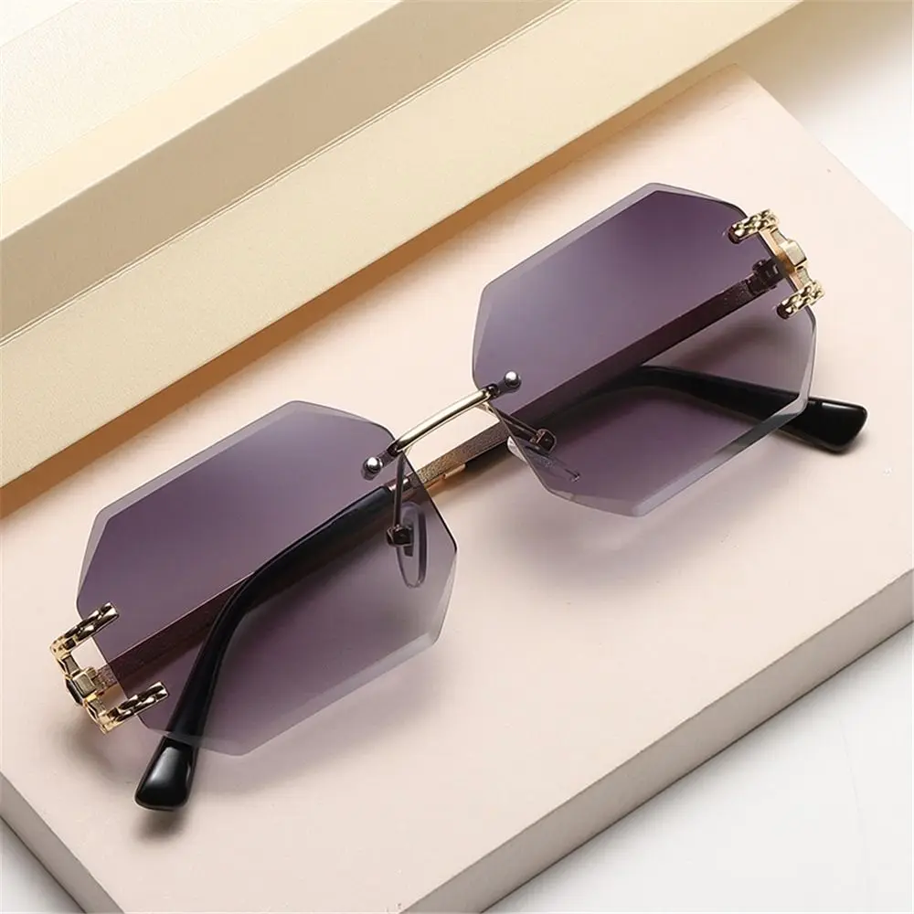 

Fashion Rimless Polygonal Sunglasses Square UV400 Protection Cutting Lens Sun Glasses Frameless Shades for Women & Men