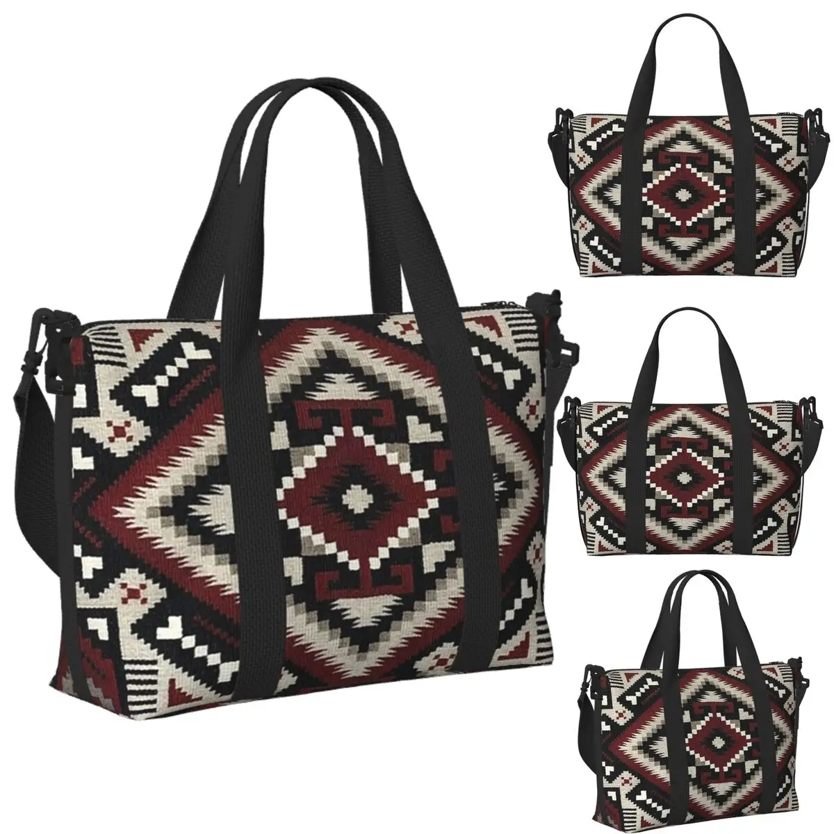 

Индийская живопись индейцев ацтекский этнический узор пляжная дорожная сумка сумки-тоут для спортзала спортивная женская дорожная сумка для покупок