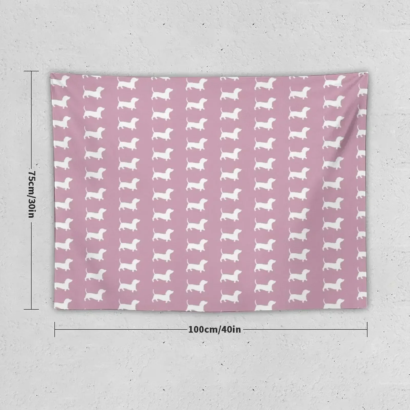 Plain Dusty Pink With Daschund Silhouette Tapestry Wall Coverings Decorations For Room Aesthetic Room Decor Korean Tapestry