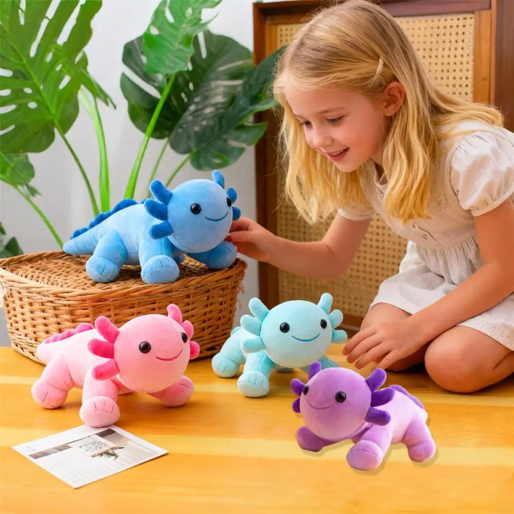 ตุ๊กตาอ็อกซ์โลตอลการ์ตูน ของเล่นตุ๊กตาผ้ากำมะหยี่ สีชมพู ฟ้า ม่วง เขียว ตุ๊กตาสัตว์นุ่มนิ่มน่ารัก ของสะสมสำหรับเด็กชาย เด็กหญิง เด็กๆ ของขวัญวันเกิด