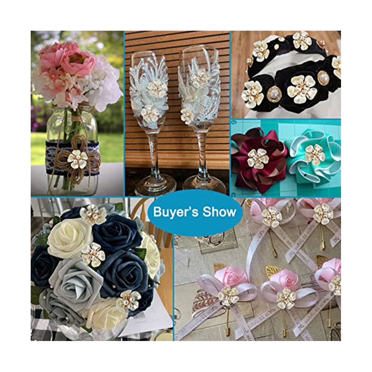 20Pcs Pearl Rhinestone Embellishments Flower Flatback Buttons Rhinestone Charms for Shoe Decoration Jewelry Making