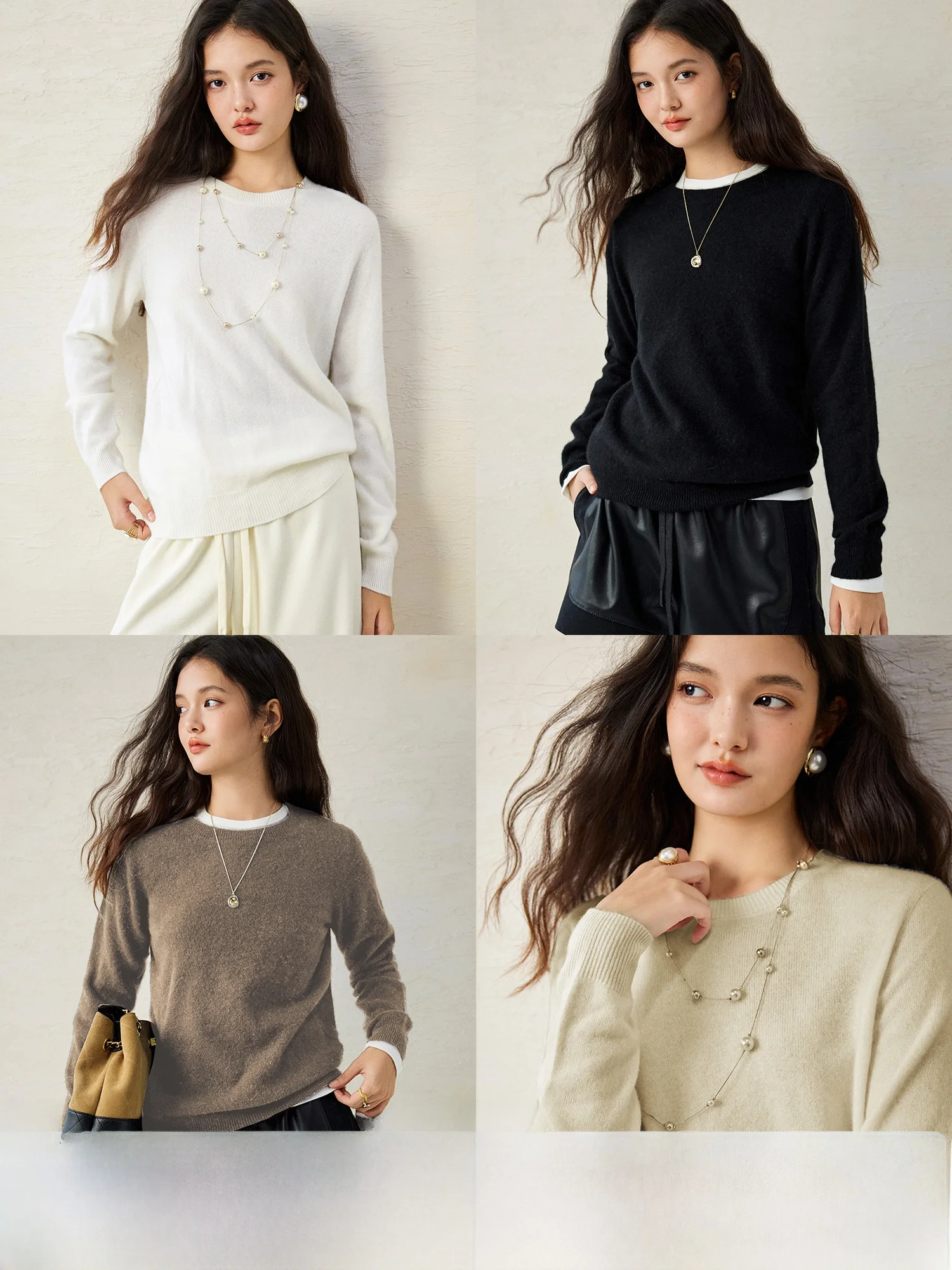 

Soft Gold Full Camere Sl One-Piece round Ne Knitted Sweater Camere Color Ptte by NAGUAGU Casual Loose Fit Wome...