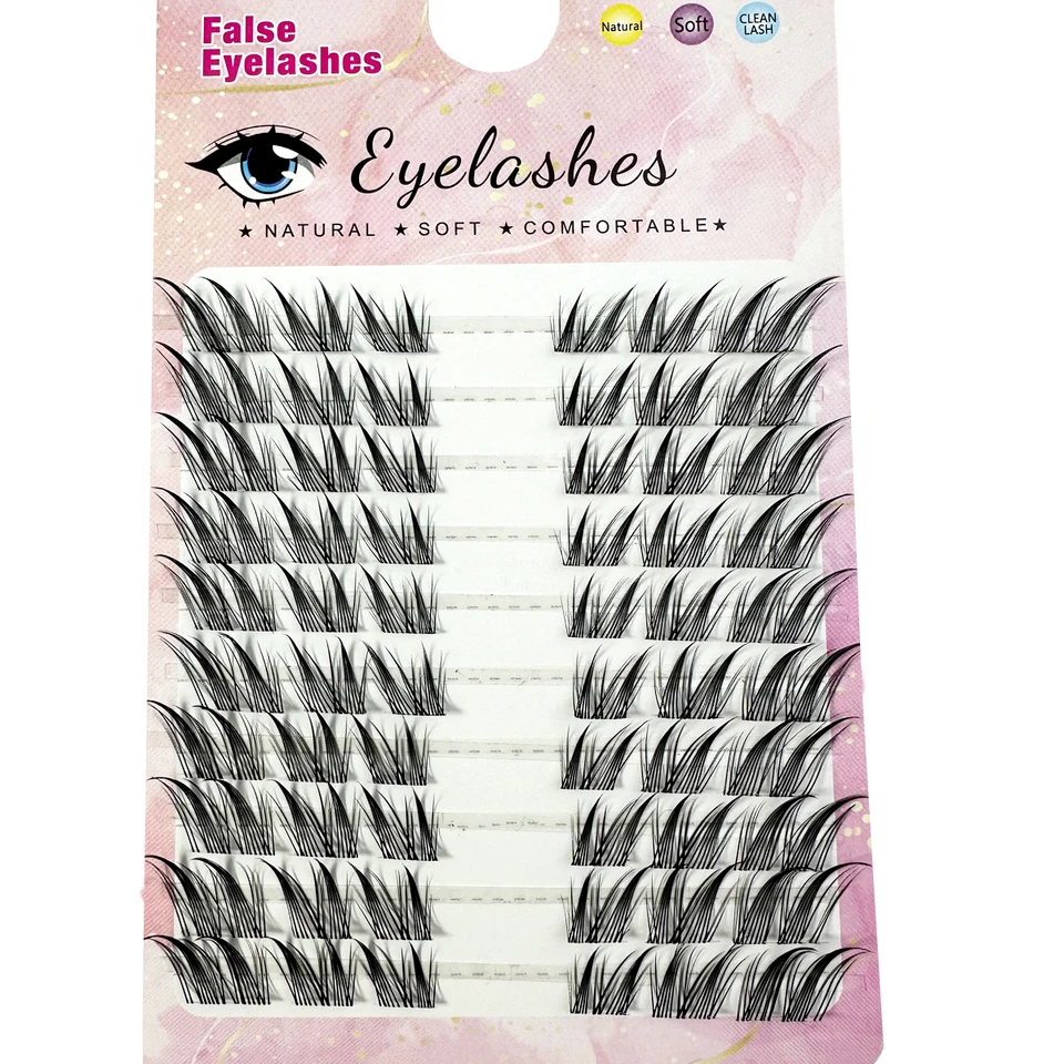 Pestañas manga de visón 5D esponjosas, pestañas individuales naturales postizas, maquillaje coreano, racimos perezosos trilogía 3