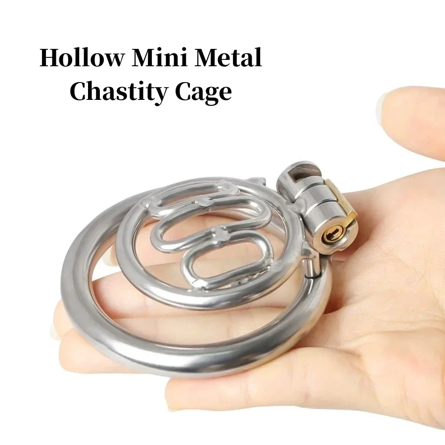 New Flat Hollow Mini Metal Chastity Cage Device Male Chastity Belt Penis Ring Penis Lock Abstinence Control Cock Cage Sex Toys18