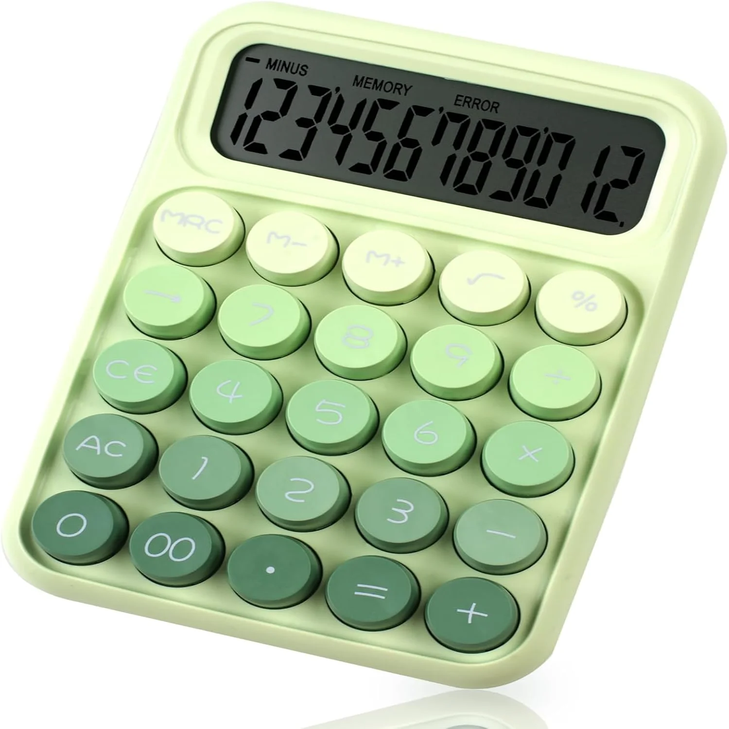 Mechanical Pushbutton Calculator, 12 Digit Large LCD Display, Big Buttons Easy to Press Use as Office Calculators Desktop, Fores