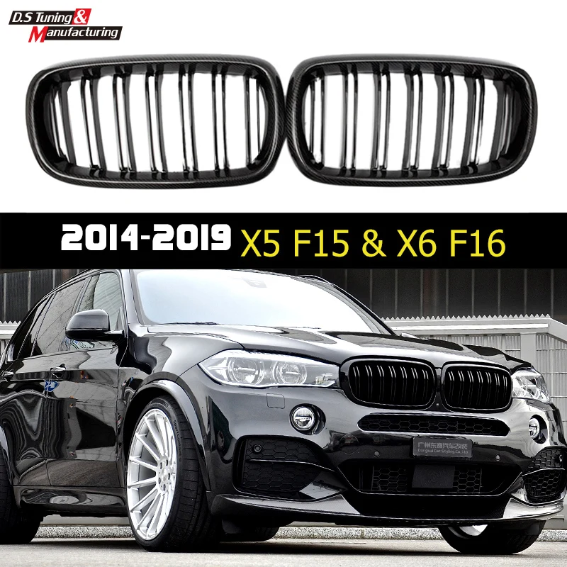 

Glossy/Matte Black Real Carbon Fiber Front Bumper Kidney Grille For BMW F15 F16 X5 X6 F85 F86 X5M X6M 2014-2019 Racing Grills