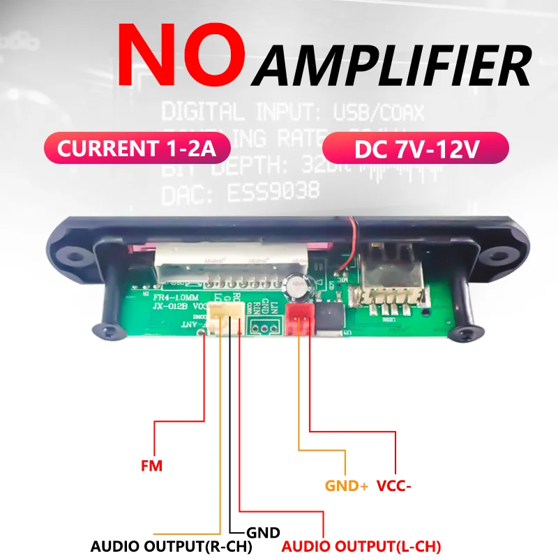 Bluetooth 5.0 MP3 Decoder Board, Audio Player Module with USB/TF/FM/AUX, Remote Control, DC7-12V (No Amplifier)