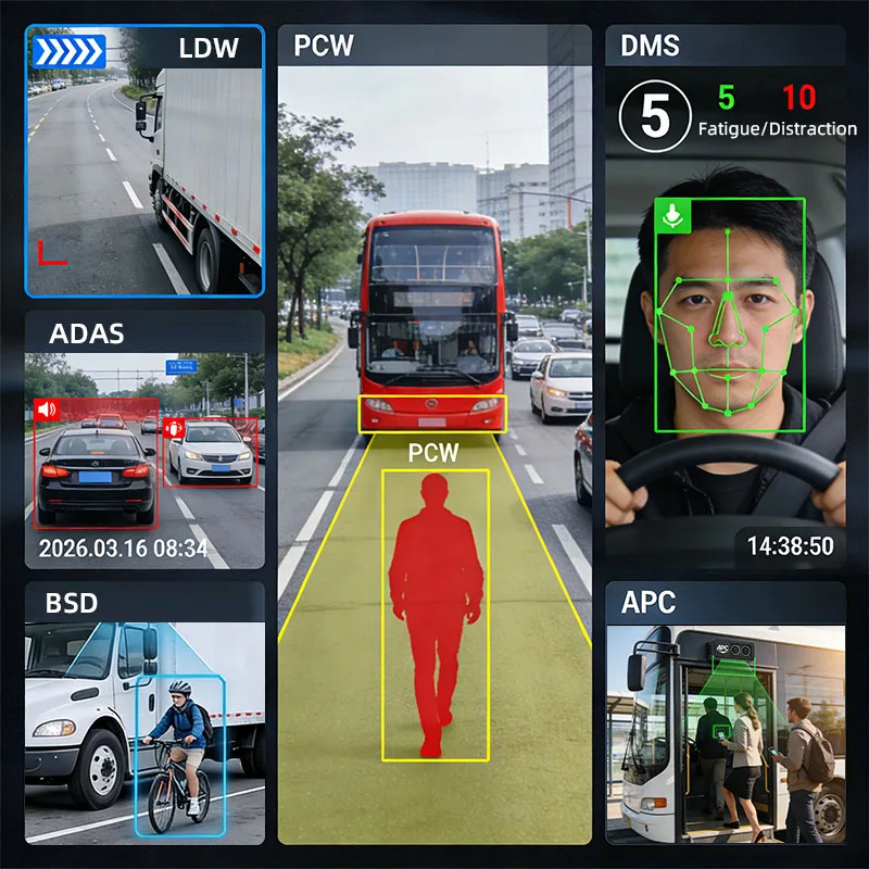 AI 8CH Vehicle Truck Mobile DVR System 1080P DMS ADAS 4G 4TB SD+HDD Storage PTZ Control Night Vision Remote View Car Black Box