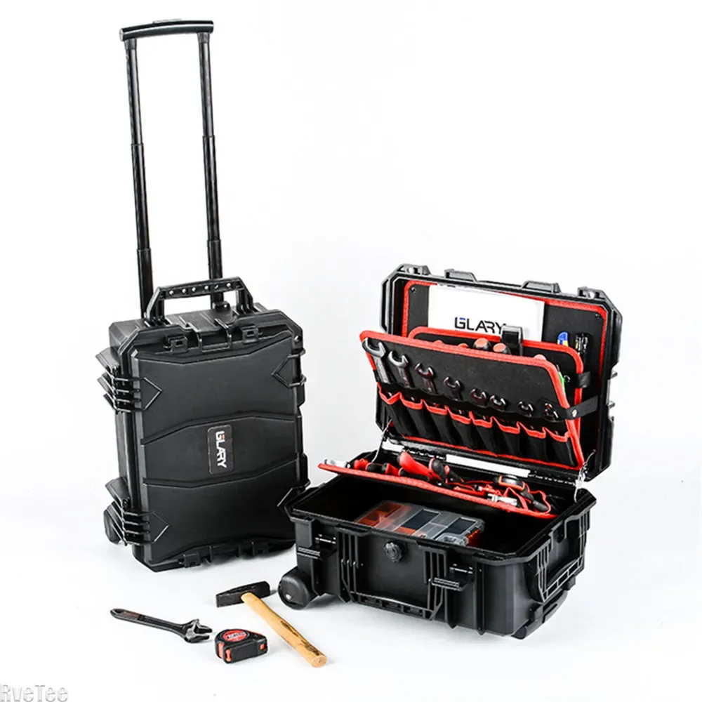 Large Capacity Tool Box with Wheels Safety Instrument Toolboxs Waterproof Shockproof Toolbox Electrician Tools Case Hardcase