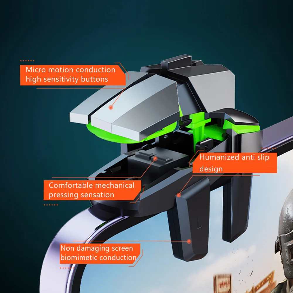 2 قطعة وحدة تحكم ألعاب الهاتف بستة أصابع لـ PUBG Aim Shooting Gaming Trigger L1 R1 زر مفتاح لأجهزة Android IPhone Gamepad DY02