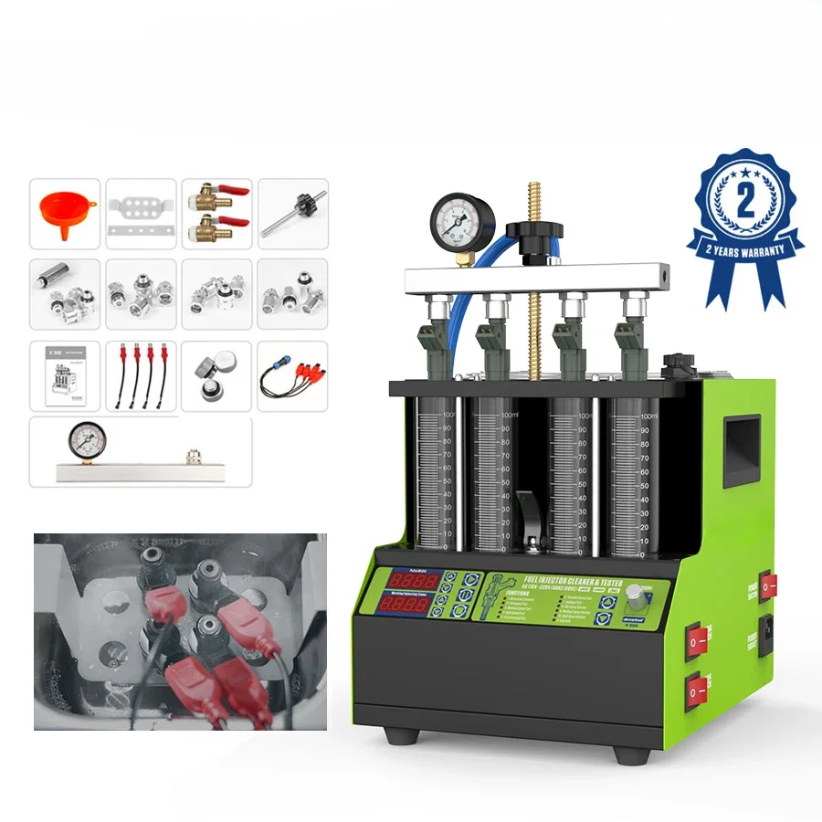 MR CARTOOL V308 Car Fuel Injector Cleaner & Tester 4 Cylinders Cleaning Fluid Heating Ultrasonic Nozzle Cleaning Machine For Car