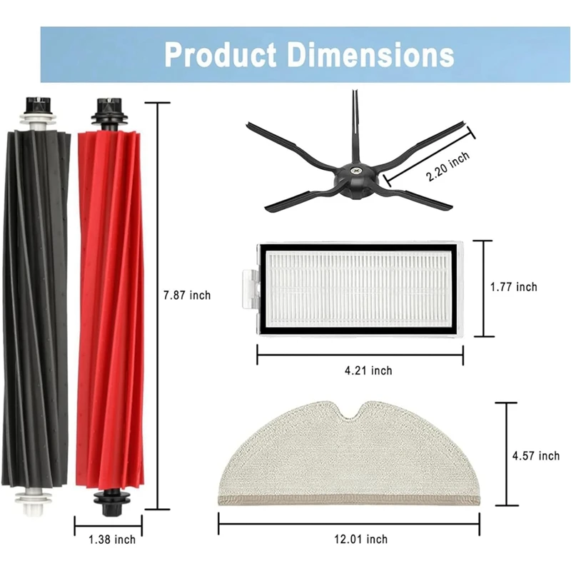 Для Xiaomi Roborock Q5 Pro/Q5 Pro Plus/Q8 Max/Q8 Max Plus робот-пылесос Основная боковая щетка Hepa-фильтр, подушечки для швабры, запасные части_ABGP