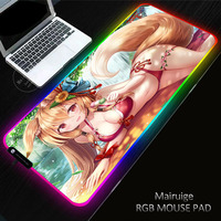 Anime kawaii sexy girl RGB Large Gaming 900x400/350X600MM Cute XL Mouse Pad LED Lighting XXL Mousepad Gamer Computer Desk Mat