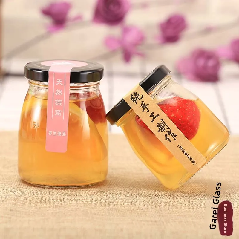 

Transparent Glass Bottle for Jam Sample Porrie Honey Condiment Sed Container Small Size round ape Kitchen Storage Jar