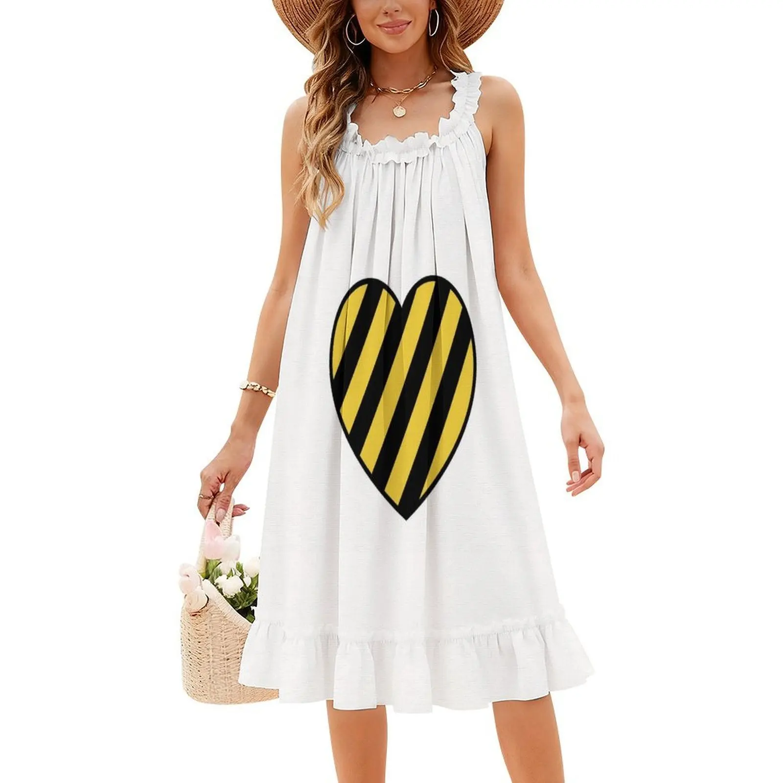 Caution Tape Heart Women's Elegant Party Dress A-Line Dress With Short/Long/Sleeveless Options Caution Caution Tape Caution #4