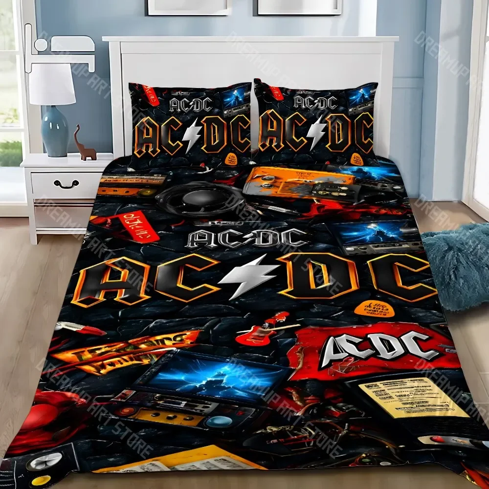 Duvet Cover Pillowcase Bedding Set Rock Band AC DC Adult Boy Girl Bedroom Decoration Children Gift Single Double Large Size