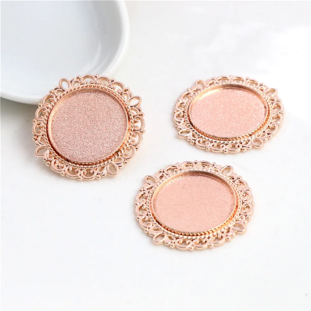 10pcs 20mm Inner Size Antique Silver Plated Bronze Rose Gold Black Classic Style Cabochon Base Setting Charms Pendant