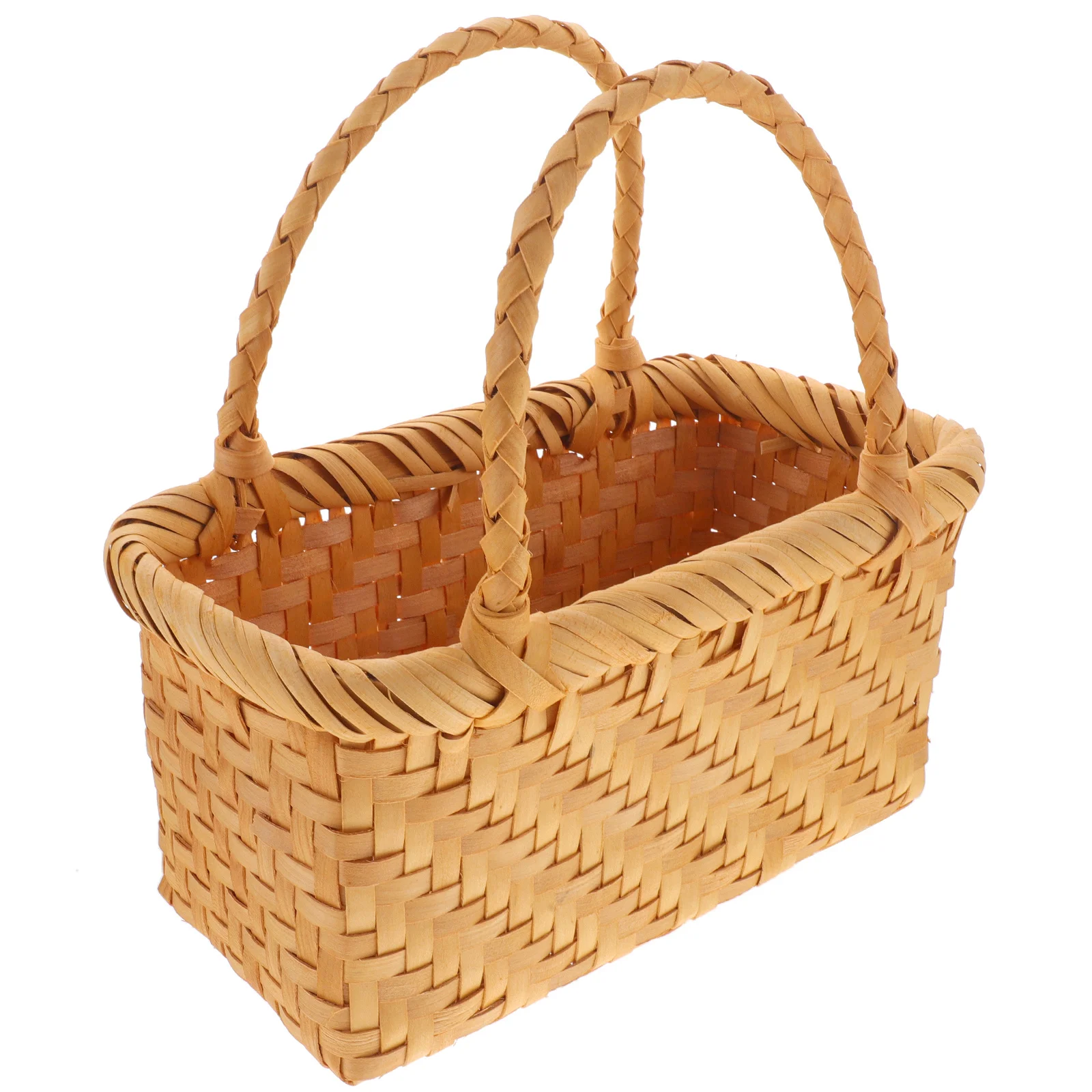 

Portable Mini Rattan Basket Handwoven Picnic Basket for Travel Camping Kitchen Storage Fruit Bread Snacks Organizer Rustic Home
