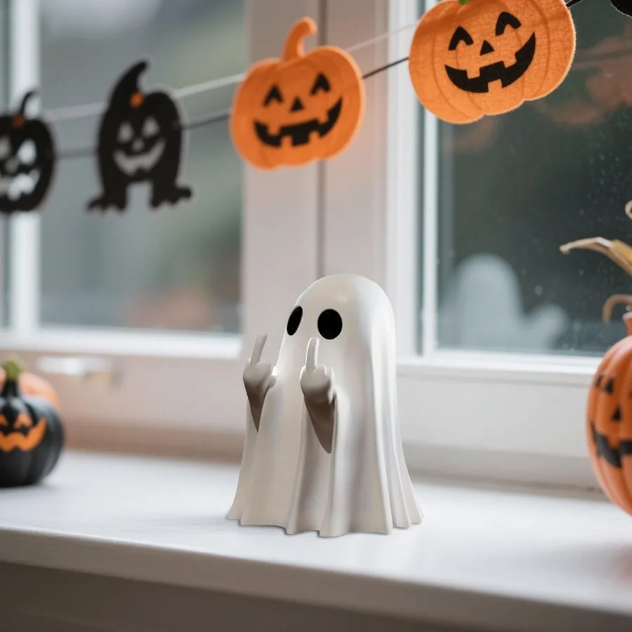 Halloween Ghost Figurine Spooky Resin Ghost Statue Funny Cute Ghost Ornaments for Halloween tions Porch and Indoor Home Office