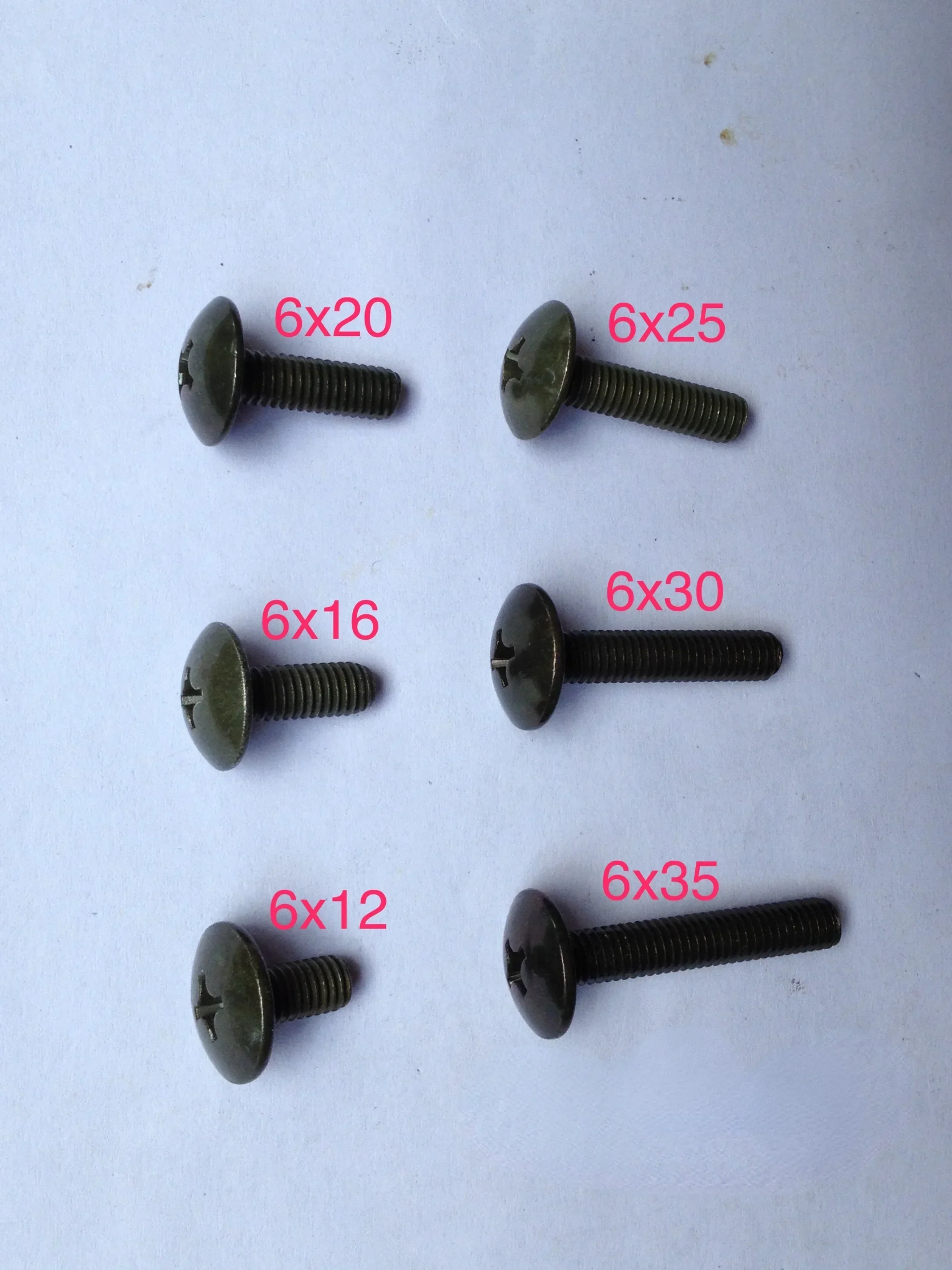 100pc 6mm Big Flat Head Cross Bolts M6 for Electric Scooter License Plate Motorcycle Panel Body Screw Mushroom Head Phillips