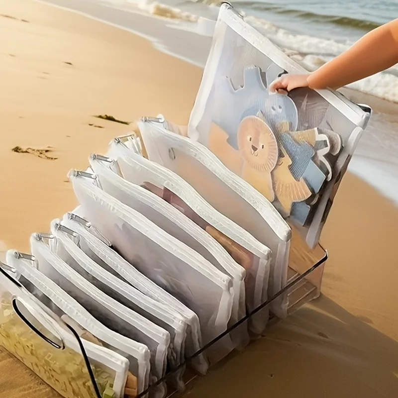 مجموعة أكياس شبكية مكونة من 6 قطع (A4/A5/A6): أكياس شفافة من مادة البولي أميد مع منظم أقلام. للمدرسة/المكتب/السفر #2