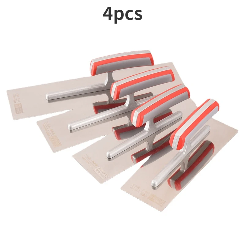 

4pcs Stainless Steel Plastering Trowel Set Paint Tool Scraping Putty Diatom Mud To Collect Light Knife Construction Tools