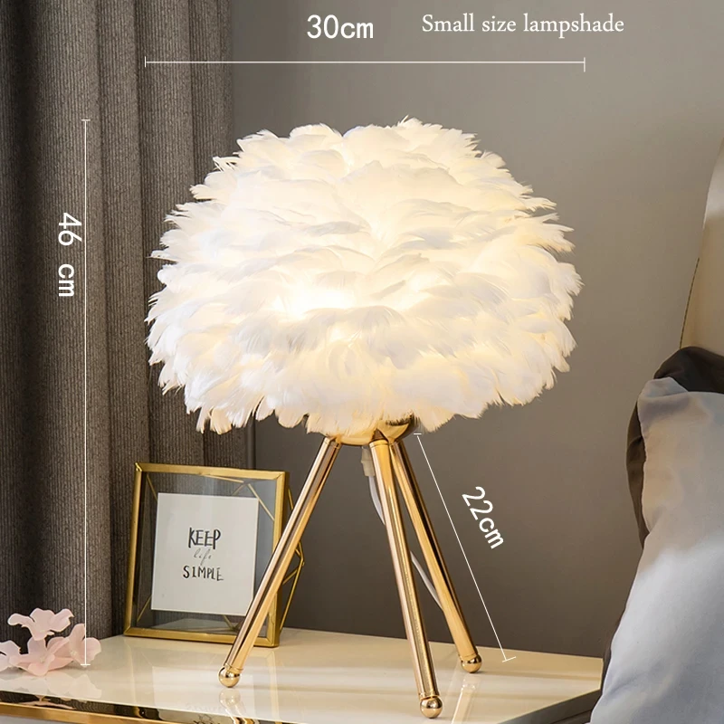 Modern Feather Bedside Lamp Bedroom Lamp Living Room Decoration Romantic Goose Feather Lamp Feather Table Lamp