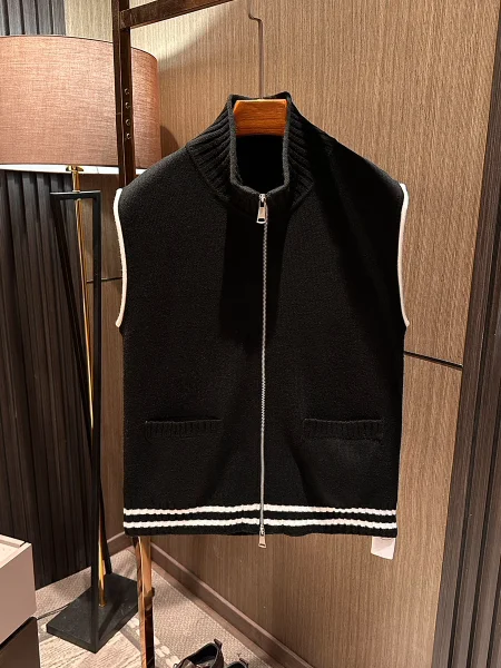 

Classic Reimagined Men's High-End Knitted Sweater Vest Wool Blend Stand Collar Autumn Winter New Sle Busin Gentlemanwear