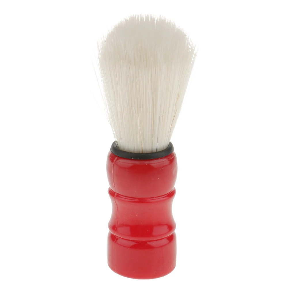 Men's Luxury Professional Hair Salon Tool Beard Mustache Shaving Shave Brush - White/ Black/ Red, 9.5cm