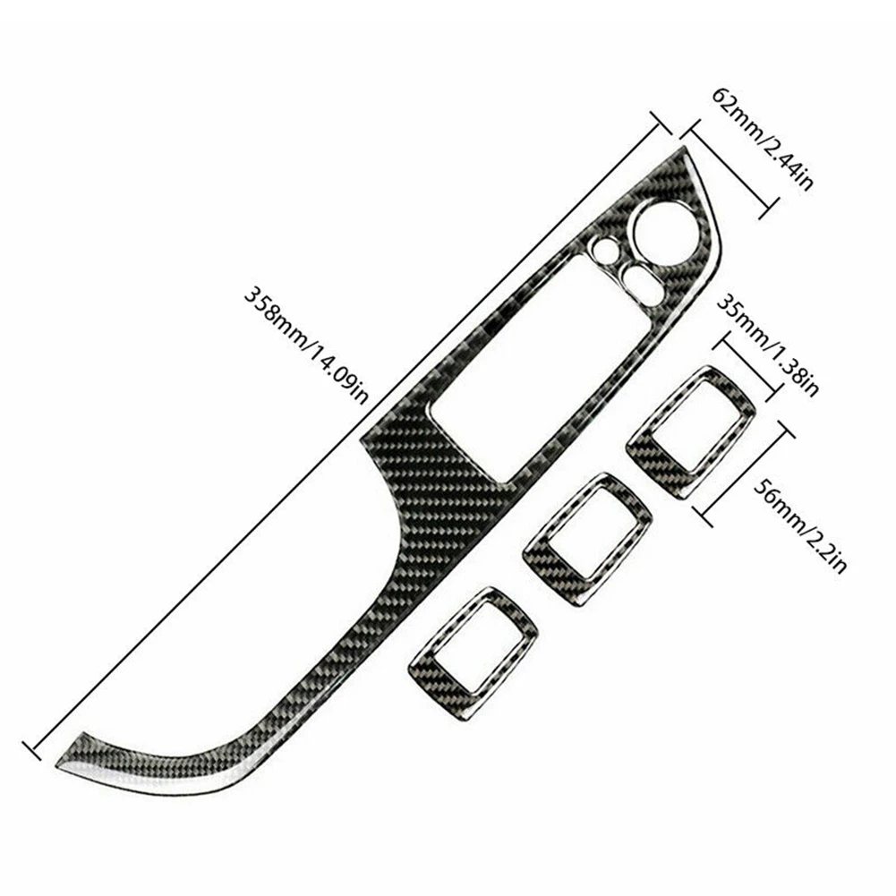 

For BMW 3 Series E90 2005 2012 Carbon Fiber Door Glass Switch Button Cover Set of 4 Waterproof and Rust Resistant Material