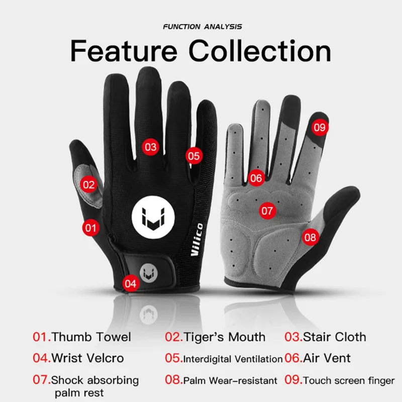 MTB ciclismo moto Motocross guanti nero Touch Screen uomo donna off Road Bike guanti palestra equitazione guanti da bicicletta in Gel di Silicone