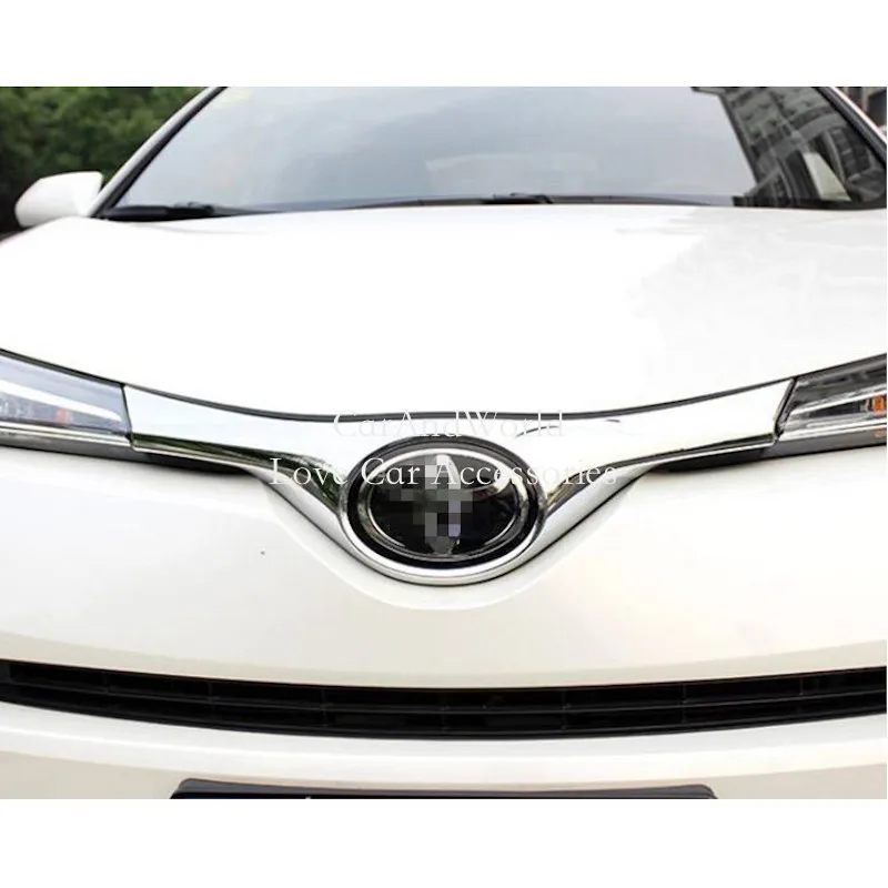 For Toyota C-HR CHR 2017 2018 2019 Front Upper Grille Net Strips Cover Trims ABS Chrome Exterior Car-Styling Accessories