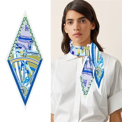 New Diamond Shape Silk Scarf Women Luxury Brand Print Scarves Hijab Fashion Women's Scarf Shawl Foulard