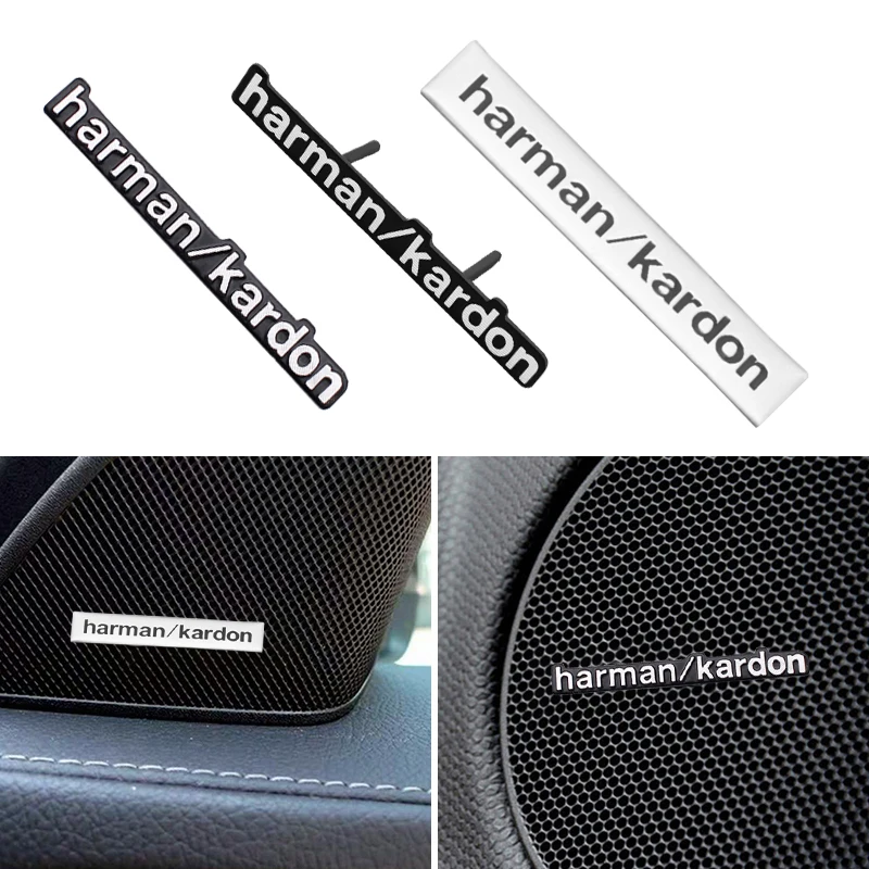 4pcs 3D Metal Aluminum Car Styling Harman Badge Emblem Audio Sticker Speaker Decorative Emblem Decals Tools Auto Accessories