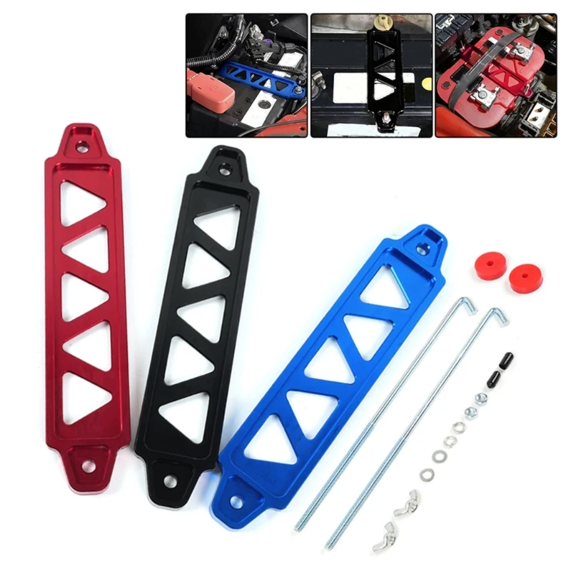 

220mm Car Modified Aluminum Battery Rack Tie Down Battery Mount Holder Fixed Clip Bracket Brace Bar with Stainless Tray Hooks
