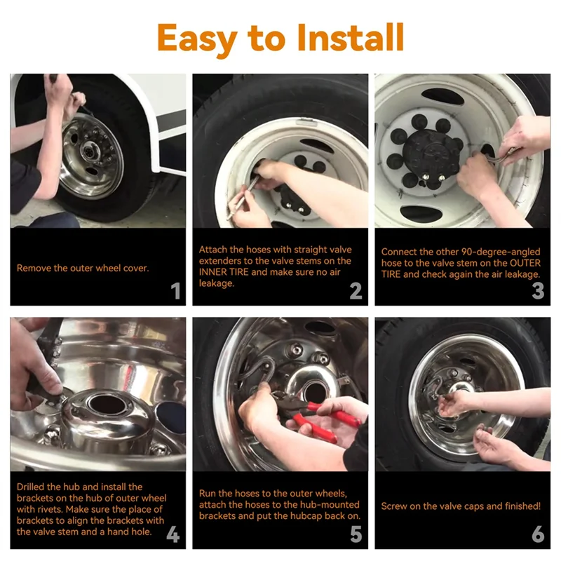 

Plain Dually Valve Stem Extenders Kit, Braided Valve Stem Extension Fits 16Inch To 19-1/2Inch Dual Wheels Tire Valve Extension