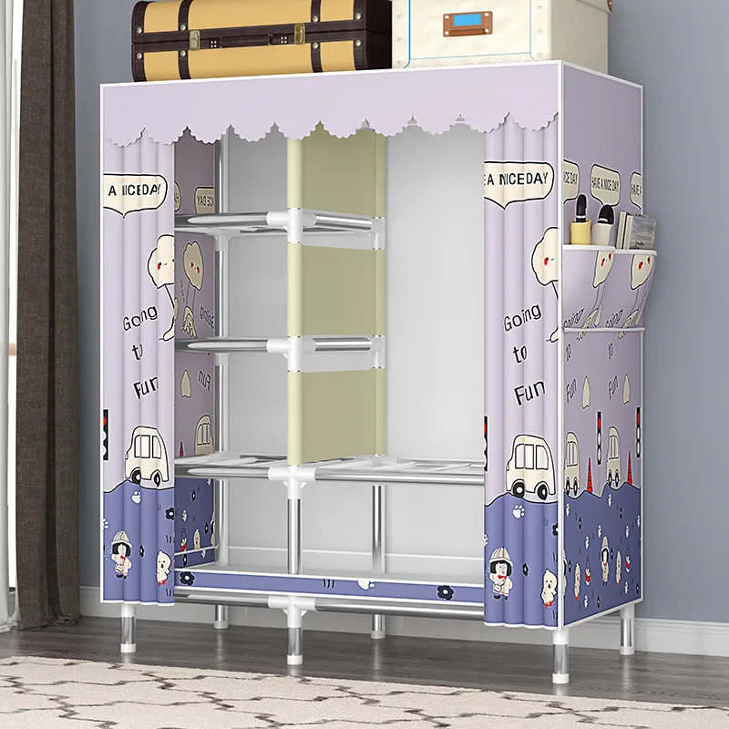 Armoire à vêtements en tissu économique, assemblage Portable, chambre à coucher, armoire lourde, cadre en acier épais, organisateur de rangement facile pour la maison