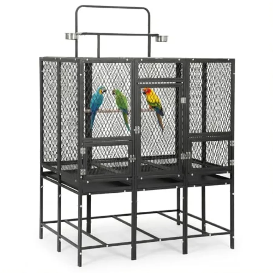

Клетка для птиц 44 x 65 дюймов, сверхширокая, из углеродистой стали, особо прочная, с панорамным обзором, нержавеющая, для попугаев